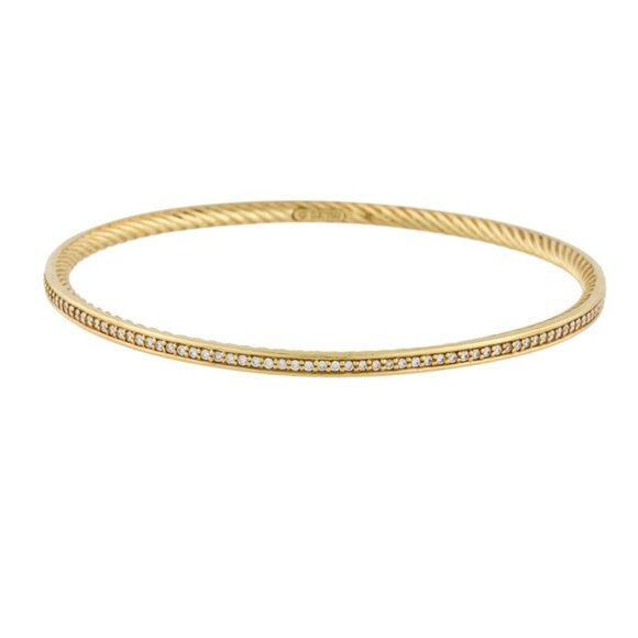 DAVID YURMAN 18K 750 YELLOW GOLD 1.12CTW DIAMOND BANGLE BRACELET - Picture 1 of 8